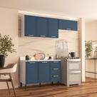 Cozinha Completa Amara 6 Portas 3 Gavetas Branco/Azul - Politorno
