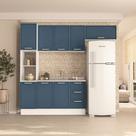 Cozinha Completa Amara 8 Portas 3 Gavetas 40250084 Branco/Azul - Politorno