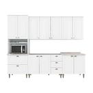 Cozinha Completa Americana c/ Pés 6 Peças (2 Armários + 1 Paneleiro + 2 Balcões + 1 Complemento) C5P62 Branco - Henn