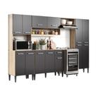 Cozinha Completa Arizona Plus Com Armário E Balcão Carraro - Carvalho/preto Carvalho/preto