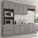 Cozinha Completa Atlanta 10 Portas 5 Gavetas 100% Mdf Americana Cinza - Panorama Móveis