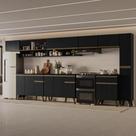 Cozinha Completa Atlanta Court 17 Portas 3 Gavetas 420.5cm Preto Touch Móveis Carraro