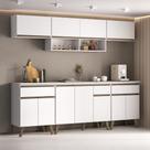 Cozinha Completa Atlanta Smart 6 Módulos MDP 225cm Branco Móveis Carraro