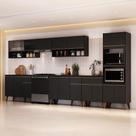 Cozinha Completa Atlanta Valley 16 Portas 3 Gavetas MDF 390CM Preto Touch Carraro