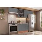 Cozinha Completa Bella 4 Peças (3Aéreos+1Balcão) C4P172 Nogal/Cinza - Carraro