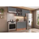Cozinha Completa Bella 4 Peças (3Aéreos+1Balcão) C4P253 Nogal/Cinza - Carraro