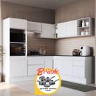 Cozinha Completa Canto Modulada Rodapé Veneza MP2249 Multimóveis Brinde Jogo de Panelas Tramontina