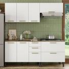 Cozinha Completa com Tampo 8 Portas 3 Gavetas Axé Branco
