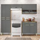 Cozinha Completa Compacta 10 Portas e 2 Gavetas Freijó Gris Nala Kits Paraná