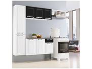 Cozinha Completa de Aço Itatiaia Pratika 4 Peças 8 Portas 1 Gaveta 210cm Branco e Preto