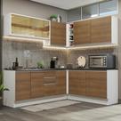 Cozinha Completa de Canto 100% MDF Madesa Acordes 389002 com Armário e Balcão - Branco/Rustic