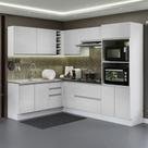 Cozinha Completa de Canto 100% MDF Madesa Acordes 419003 com Armário e Balcão - Frente Branco Brilho