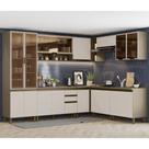 Cozinha Completa de Canto 16 Portas 3 Gavetas Connect Henn - Off White Cozinha Completa de Canto 16 Portas 3 Gavetas Connect Henn - Off White
