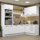 Cozinha Completa de Canto Madesa Agata 399001 com Armário e Balcão (Sem Tampo e Pia) - Branco