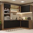 Cozinha Completa de Canto Madesa Agata 399001 com Armário e Balcão (Sem Tampo e Pia) - Rustic/Preto