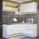 Cozinha Completa de Canto Madesa Glamy 329002 com Armário e Balcão (Sem Tampo e Pia) - Branco