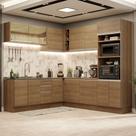Cozinha Completa de Canto Madesa Glamy 459001 com Armário e Balcão (Sem Tampo e Pia) - Rustic