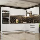 Cozinha Completa de Canto Madesa Glamy 479001 com Armário e Balcão (Sem Tampo e Pia) - Branco