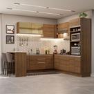 Cozinha Completa de Canto Madesa Glamy 504001 com Armário e Bancada (Sem Tampo e Pia) - Rustic
