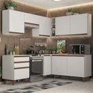 Cozinha Completa de Canto Madesa Reims 392001 com Armário e Balcão - Branco Cozinha Completa de Canto Madesa Reims 392001 com Armário e Balcão - Branco