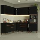 Cozinha Completa de Canto Madesa Reims 437001 com Armário e Balcão - Preto Cozinha Completa de Canto Madesa Reims 437001 com Armário e Balcão - Preto