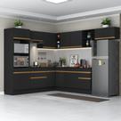 Cozinha Completa De Canto Mp2083 Com Armário E Balcão Preta Cozinha Completa De Canto Mp2083 Com Armário E Balcão Preta