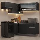 Cozinha Completa De Canto Suspenso 325cm Nice Preto