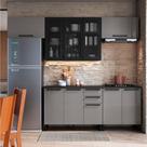 Cozinha Completa Diamante 9 Portas 3 Gavetas Chumbo/Titanio - Indékes