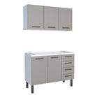 Cozinha Completa Gabinete Para Pia 120 e Armário Aéreo Juno/Apolo 4 Gavetas Cozimax Cinza Argila Cozinha Completa Gabinete Para Pia 120 e Armário Aéreo Juno/Apolo 4 Gavetas Cozimax Cinza Argila
