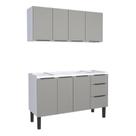 Cozinha Completa Gabinete Para Pia 140cm e Armário Aéreo Jupter Cozimax Cinza Argila