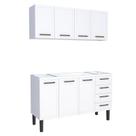Cozinha Completa Gabinete Para Pia 150 e Armário Aéreo Juno/Apolo 4 Gavetas Cozimax Branco Cozinha Completa Gabinete Para Pia 150 e Armário Aéreo Juno/Apolo 4 Gavetas Cozimax Branco