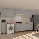 Cozinha Completa Iluminata 12 Portas 3 Gavetas 100% Mdf Branco/Fendi - Genialflex Cozinha Completa Iluminata 12 Portas 3 Gavetas 100% Mdf Branco/Fendi - Genialflex