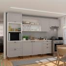 Cozinha Completa Iluminata 7 Portas 4 Gavetas Branco/Fendi/Mineral - Genialflex Cozinha Completa Iluminata 7 Portas 4 Gavetas Branco/Fendi/Mineral - Genialflex