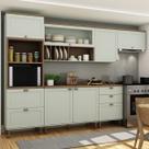 Cozinha Completa Iluminata 7 Portas 4 Gavetas Verde Mint - Genialflex