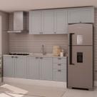 Cozinha Completa Iluminata 8 Portas 3 Gavetas 100% Mdf Branco/Fendi - Genialflex