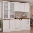 Cozinha Completa Iluminata 9 Portas 3 Gavetas 100% Mdf com Vidro Branco/ébano - Genialflex