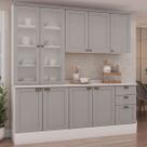 Cozinha Completa Iluminata 9 Portas 3 Gavetas 100% Mdf com Vidro Branco/Fendi - Genialflex