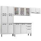 Cozinha Completa Itatiaia Aço 4 Peças 14 Portas 3 Em Vidro New Premium Branco Neve
