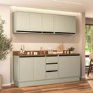 Cozinha Completa Koya 9 Portas 3 Gavetas Branco/Verde Oliva - Politorno Cozinha Completa Koya 9 Portas 3 Gavetas Branco/Verde Oliva - Politorno