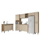 Cozinha Completa Luana Modulada 6 Peças com Pia s/Tampo - Carvalho Americano - Off White- EdeCasaMoveis