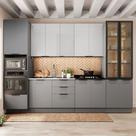 Cozinha Completa Lumina 13 Portas 4 Gavetas com Vidro 917468 Cinza/Lacca - Telasul