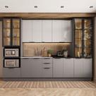 Cozinha Completa Lumina 15 Portas 4 Gavetas com Vidro Cinza/Lacca - Telasul Cozinha Completa Lumina 15 Portas 4 Gavetas com Vidro Cinza/Lacca - Telasul