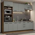 Cozinha Completa Madesa Agata 270001 com Armário e Balcão (Sem Tampo e Pia) - Rustic/Cinza