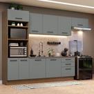 Cozinha Completa Madesa Agata 330001 com Armário e Balcão (Sem Tampo e Pia) - Rustic/Cinza