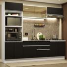 Cozinha Completa Madesa Glamy 270010 com Armário e Balcão (Sem Tampo e Pia) - Branco/Preto Cozinha Completa Madesa Glamy 270010 com Armário e Balcão (Sem Tampo e Pia) - Branco/Preto