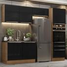 Cozinha Completa Madesa Lux 260005 com Armário e Balcão - Rustic/Preto