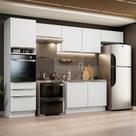 Cozinha Completa Madesa Lux 340001 com Armário e Balcão - Branco/Branco Veludo Cozinha Completa Madesa Lux 340001 com Armário e Balcão - Branco/Branco Veludo