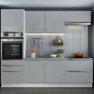 Cozinha Completa Madesa Lux com Armário e Balcão 6 Portas 5 Gavetas - Branco/Cinza Cozinha Completa Madesa Lux com Armário e Balcão 6 Portas 5 Gavetas - Branco/Cinza