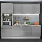 Cozinha Completa Madesa Lux com Armário e Balcão 7 Portas 3 Gavetas - Branco/Cinza