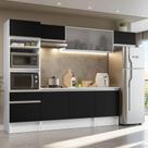 Cozinha Completa Madesa Topazio 300001 com Armário, Balcão e Tampo - Branco/Preto